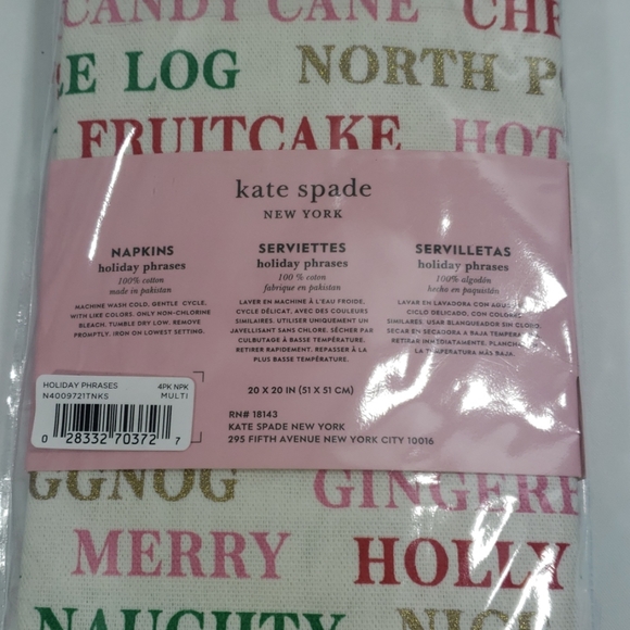Kate spade Set of Four Napkins (Holiday Phrases) - Picture 4 of 4